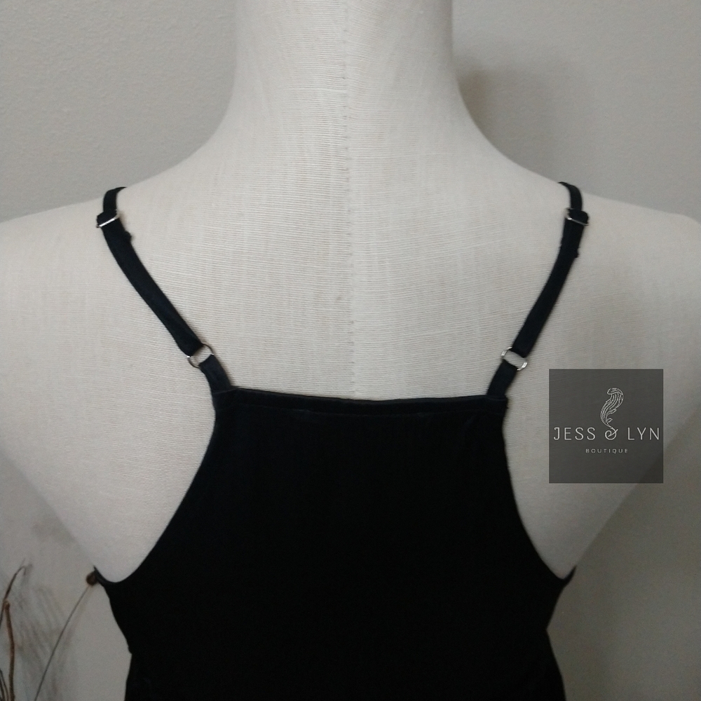 🆕 Black Flowy Babydoll Boho Tank w/Adjustable Straps - Picture 10 of 16
